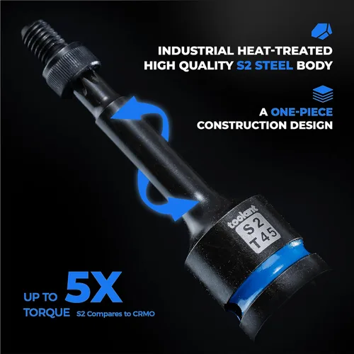 Vista 3 de toolant Juego de enchufes de brocas Torx T20 de impacto 2 piezas, 1/2" de acero S2, enchufes de estrella de accionamiento neumático de alto impacto