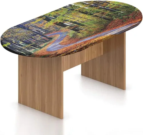 Vista 14 de Mantel ovalado ajustable para mesa de patio, mantel de poliéster elástico para casa de campo, patchwork de diferentes tamaños, tela de mezclilla