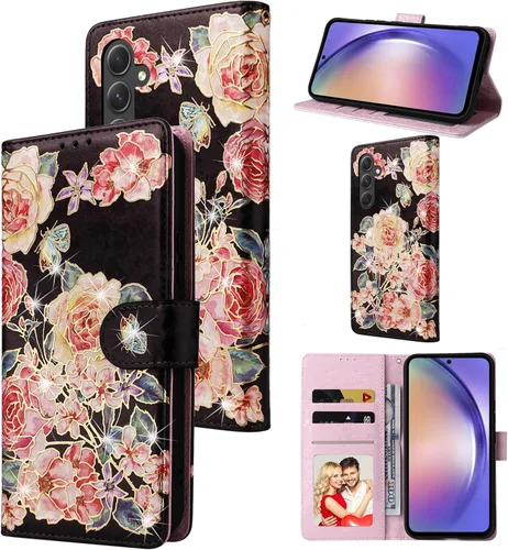 Vista 23 de UEEBAI Funda tipo billetera para Samsung Galaxy A16 4G/5G, cubierta de cuero PU con soporte, bloqueo RFID, funda flip con ranuras para tarjetas