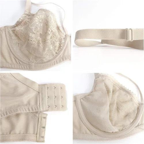 Vista 4 de HSIA - Brasier reductor para mujer, sin forro, sin relleno, de encaje, sexy, talla extragrande, brasieres negros de figura completa