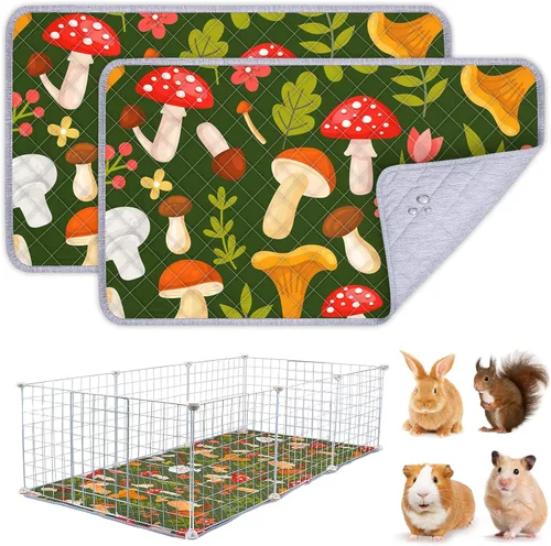 Vista 11 de 2 paquetes de ropa de cama para cobayas, forro lavable para jaula de conejillos reutilizable, impermeable, almohadillas superabsorbentes para orina