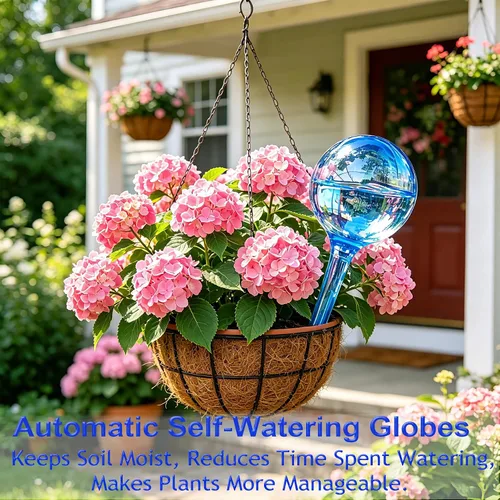 Vista 3 de TOTYAO Globos de riego para plantas, 10 bombillas de plástico automáticas de autosuficientes, dispositivo de riego de globo de agua decorativo