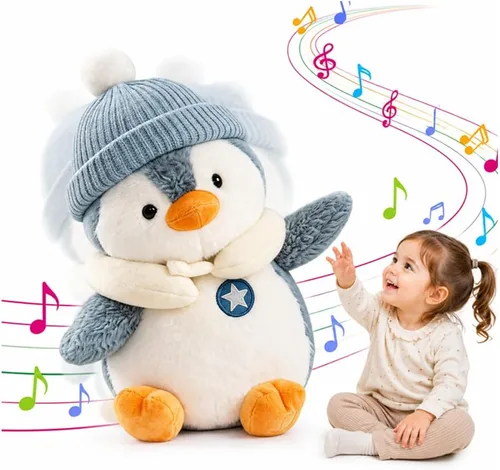 Juguete de pingüino parlante interactivo de felpa para bebé y niño, regalos para niños y niñas, cantar, imitar, grabar, repetir lo que dices Azul
