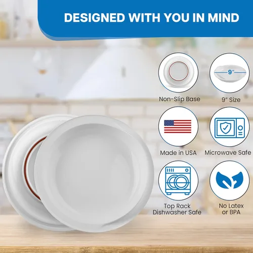 Vista 2 de Providence Spillproof - Platos antideslizantes para adultos discapacitados con movilidad limitada - Paquete de 2