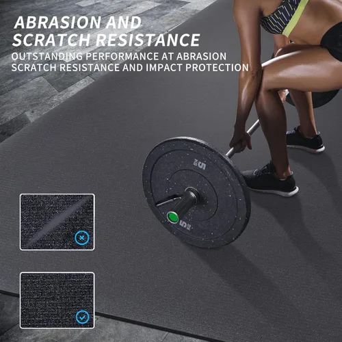 Vista 5 de MRO Extra Large Exercise Mat For Home Gym, 15'x6'/12'x6'/9'x6'(7mm) Workout Mats for Gym Flooring, Non-Slip, Extra Thick Durable Cardio Mat, Ideal