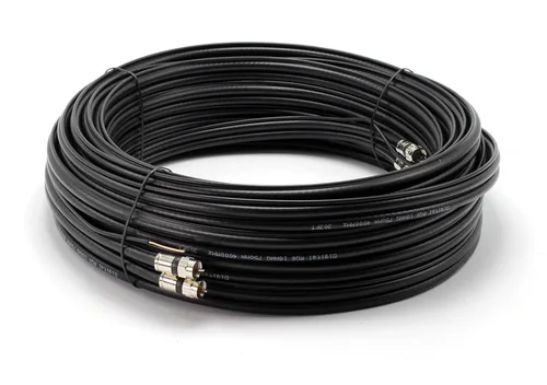 Vista 2 de Cable coaxial doble RG6 de 6 pies, negro con cable coaxial doble RG6 con cable de tierra de cobre de 18 AWG - Cable coaxial doble de 6 pies - Uso
