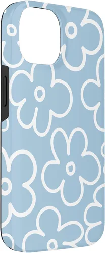 Vista 3 de Funda floral para iPhone 14 Cute Sky Blue and White Flower Pattern Wildflower