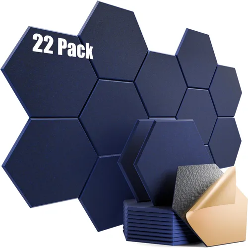 Vista 118 de Paquete de 12 paneles acústicos autoadhesivos de 12 x 10 x 0.4 pulgadas, paneles de espuma a prueba de sonido con alta densidad, diseño forrado