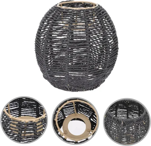 Vista 2 de Lámpara de cuerda tejida hecha a mano, cubierta de araña retro para comedor, estilo moderno, linterna de techo, cuerda de papel, decoración de luz