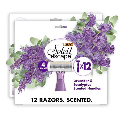 Vista 10 de BIC Soleil 4 Escape - Maquinillas de afeitar desechables para mujer con 4 cuchillas, afeitado cómodo, mango perfumado lavanda y eucalipto