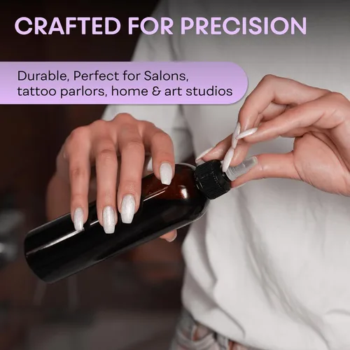 Vista 4 de BRIGHTFROM Botellas aplicadoras con tapa giratoria, 8 onzas, botellas de plástico vacías para apretar, boquilla negra, sin BPA, PET, recargable