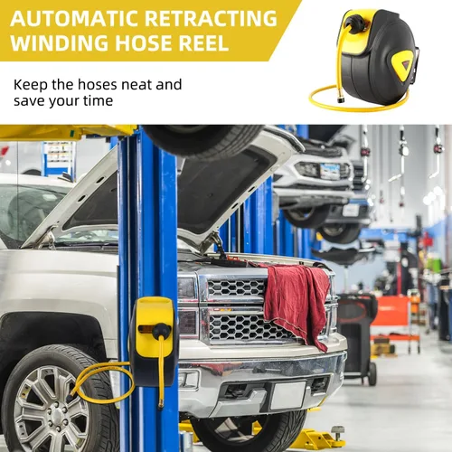 Vista 9 de 8MILELAKE Carrete de manguera de aire retráctil de rebobinado automático para montaje en pared, herramienta para compresor de aire, 33 pies x 5/16