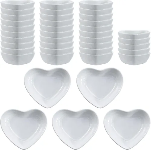 Vista 17 de SOCOSY Plato de cerámica multiusos en forma de corazón, platos para condimentos, cuenco para sushi, aperitivo, platos para servir platillos