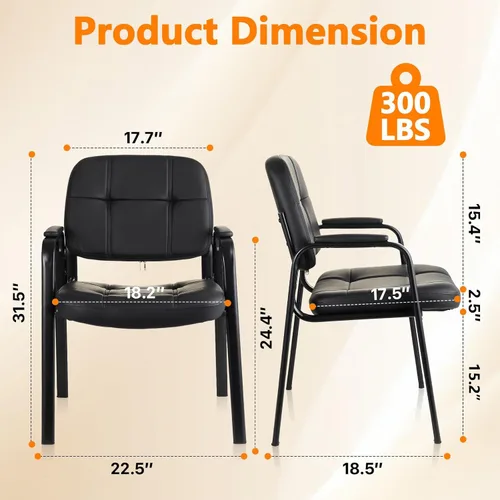 Vista 3 de CLATINA Silla de recepción de invitados, sillas de sala de conferencias, sillas de sala de espera con brazos acolchados, silla de escritorio sin