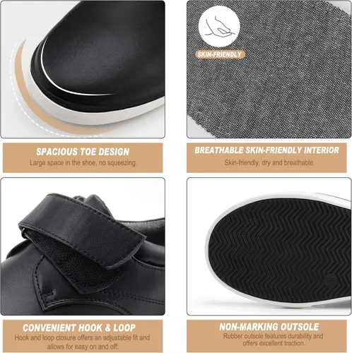 Vista 4 de firelli Mocasines para niños con velcro para uniforme escolar, zapatos de vestir casuales Oxford para niños