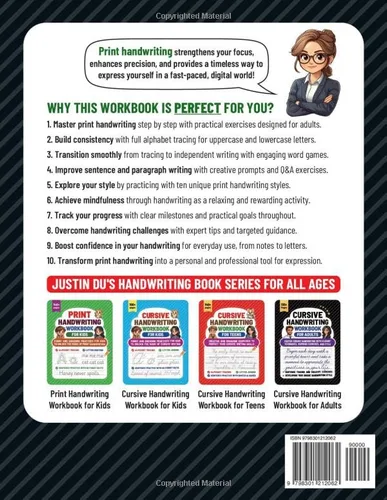 Vista 2 de Print Handwriting Workbook for Adults Perfect Your Print Handwriting With Practical Exercises and Timeless