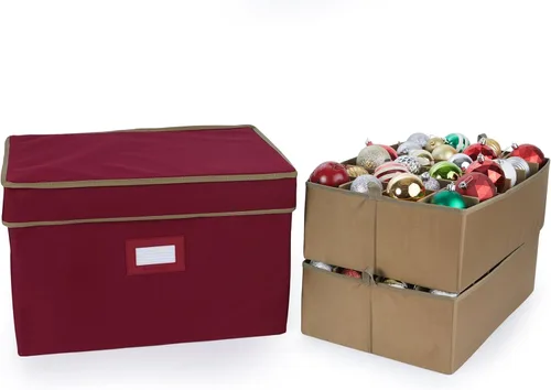 Vista 27 de Covermates Keepsakes – Caja de almacenamiento ajustable de 72 piezas – Capacidad para adornos de 4 pulgadas – Resistente – Asas – apilables