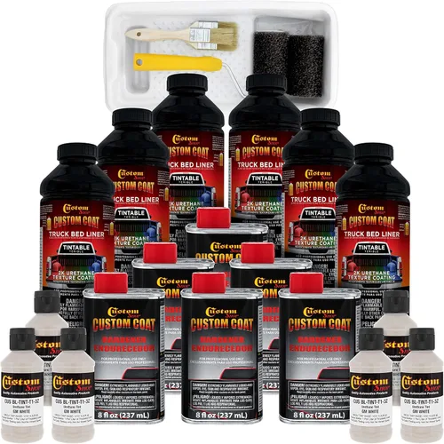 Vista 56 de Custom - Kit de revestimiento de uretano negro de 0.875 galones con pistola de aerosol con regulador