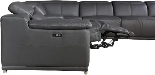 Vista 559 de BlackJack Furniture Venice - Sofá modular de cuero italiano de grano superior de 5 piezas con 3 reclinables eléctricos, reposacabezas ajustable