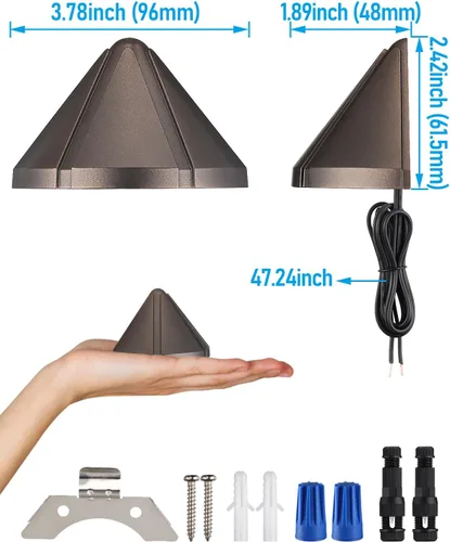 Vista 7 de LEONLITE Luces LED de cubierta de 5 W de bajo voltaje, luz de barandilla de escalera de 12 V, luz de valla de paisaje al aire libre, cable listado