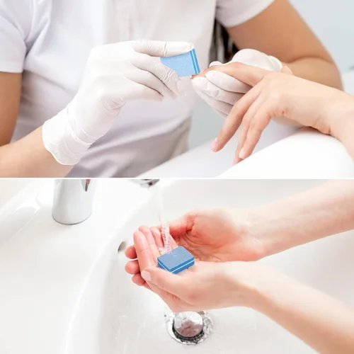 Vista 4 de 25 limas de uñas para uñas acrílicas y 50 limas de bloque de tampón, grano 100/180 pulidor de uñas de doble cara, limas de uñas de doble cara