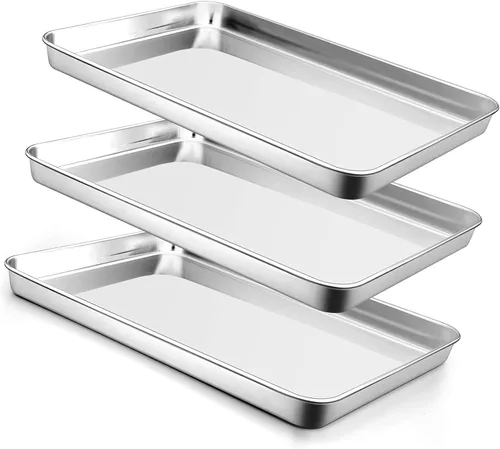 Vista 8 de P&P CHEF Bandeja para Hornear Galletas de 9 Pulgadas, Bandeja de Horno de Acero Inoxidable para Cocina, Utensilios de Horno para Múltiples Usos