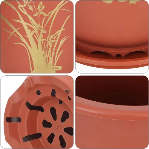 Vista 3 de Levemolo 2 Sets Orchid Flower Pots with Tray, Plastic Planting Pots