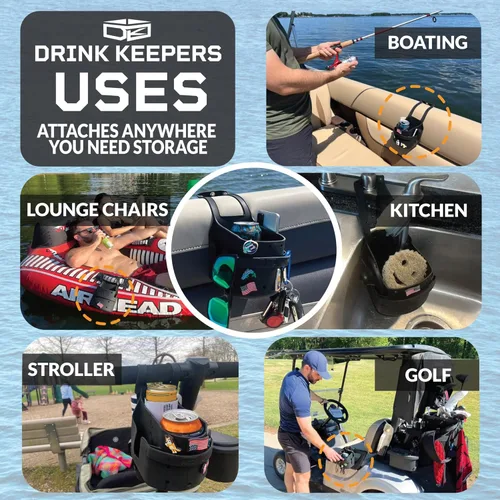 Vista 2 de Drink Keeper - Soporte universal para vasos de bebida para caminante Portavasos extragrande para cochecito con bolsillos laterales para teléfono