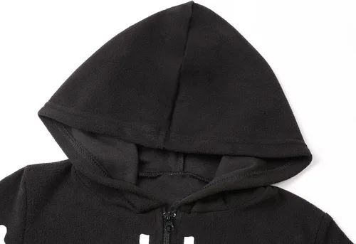 Vista 7 de Disfraz de esqueleto para niños que brilla en la oscuridad con capucha de esqueleto de una pieza para Halloween Negro