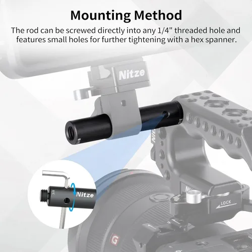 Vista 5 de Nitze Varilla de 0.591 in con tornillo de 3/8 "1 pulgada/2 pulgadas/3 pulgadas (3 piezas) Varillas de aleación de aluminio de 0.591 in con hilos
