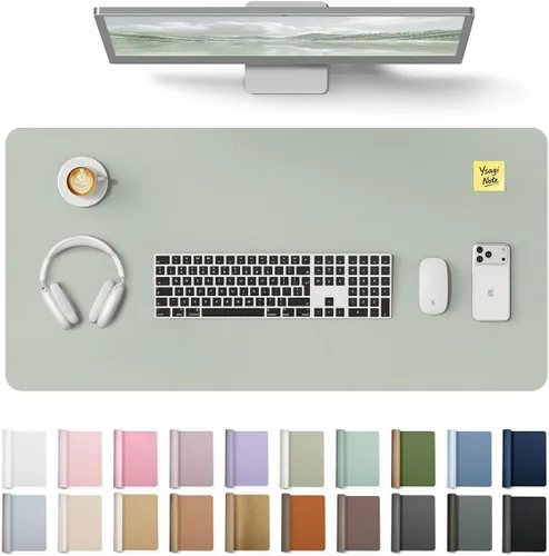 Vista 78 de YSAGi Protector de cuero para escritorio, alfombrilla de escritorio de oficina, alfombrilla grande para mouse, antideslizante, de piel sintética