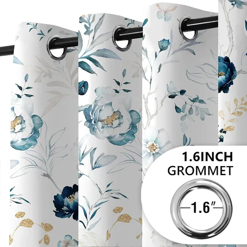 Vista 4 de Tititex Elegantes cortinas opacas de 63 pulgadas de largo, juego de 2 paneles para puerta corredera de patio, cortinas con aislamiento térmico