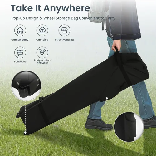 Vista 9 de PHI VILLA Carpa Toldo Desplegable de 13 x 13 pies, Toldo Instantáneo para Exteriores, Carpa Toldo Fácil de Un Empuje con Bolsa de Transporte