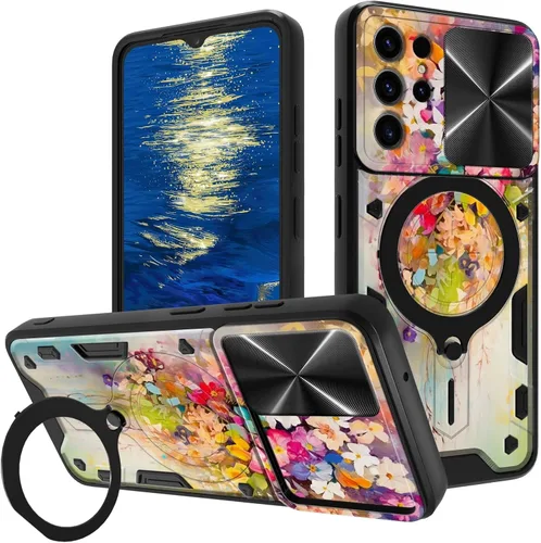 Vista 44 de for Samsung Galaxy A35 5G Phone Case 6.6" with Slide Camera Cover & 360 Degree Rotate Ring Stand Kickstand A Black Cat Dual Layer Hybrid Heavy Duty
