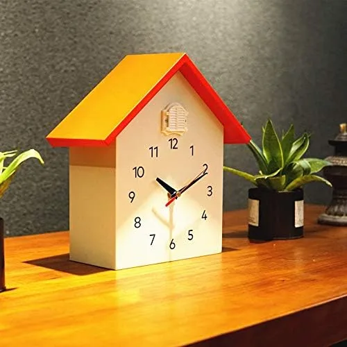 Vista 2 de KEYPOWER - Reloj de pared de cuco, sonidos naturales de pájaros o llamada de cuco, péndulo de reloj con diseño, casa de pájaros, arte de pared
