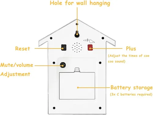 Vista 3 de Reloj de pared de cuco 8KB24 con timón y péndulo – Reloj natural de voz o llamada de cuco, reloj Coo Coo para arte de pared, hogar, sala de estar