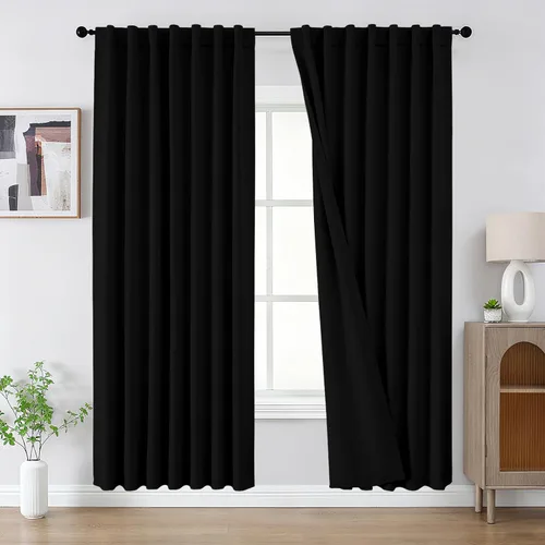 Vista 72 de CUCRAF - Juego de 2 paneles de cortinas opacas de 54 pulgadas, cortina con bolsillo para varilla y pestaña trasera, cortinas oscuras con aislamiento