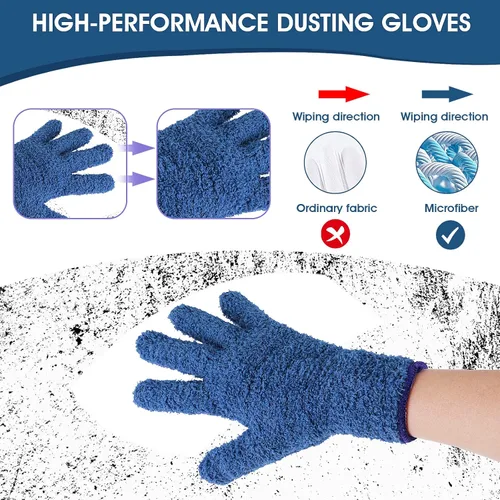 Vista 4 de Molain Guantes de microfibra para quitar el polvo, guantes de limpieza reutilizables y lavables para plantas, limpieza de casa, persianas de coche