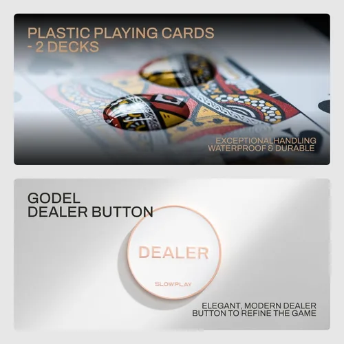 Vista 5 de SLOWPLAY Godel - Juego de fichas de póquer de arcilla de 0.49 oz para Texas Hold'em, 300 piezas [fichas en blanco] cuenta con una caja de chips