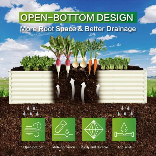 Vista 58 de GARDMAX 2x2x1FT Galvanized Round Raised Garden Bed Kit, Metal Planter Boxes Outdoor with Easy Assembly, Large Garden Bed for Vegetables, Fruits
