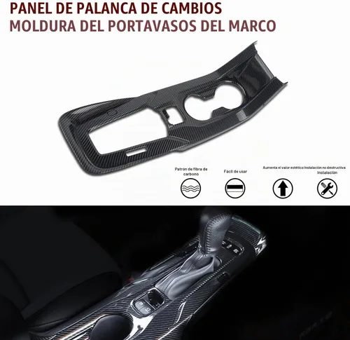 Vista 4 de x xotic tech Marco de fibra de carbono con textura de fibra de carbono, panel de palanca de cambios, cubierta compatible con Toyota Corolla