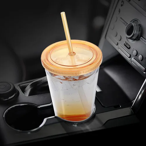 Vista 7 de Zukro Vaso acrílico transparente con pajita y tapa de 32 oz, vaso de plástico reutilizable aislado de doble pared para café helado, vaso para llevar