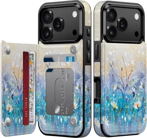 Vista 1029 de LETO para iPhone 15 Pro Funda tipo cartera - Tapa tipo folio con patada - Diseños de moda - Tarjetero - Funda protectora para mujeres y niñas - 6.1