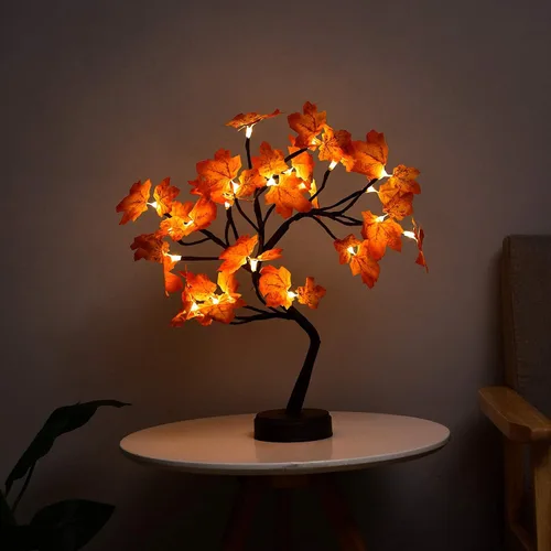 Vista 4 de Byncceh 24 luces LED MapleTreeLights- Luces de árbol bonsái para bricolaje, interruptor USB / batería táctil, luces cálidas de hadas para decoración