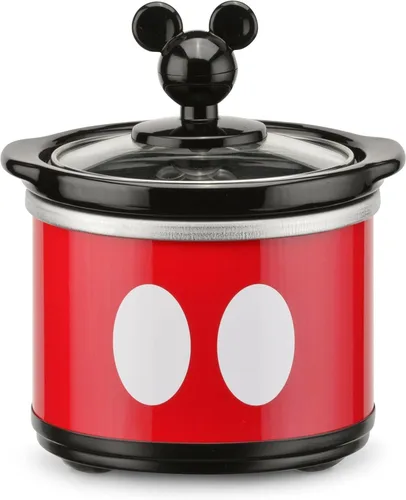 Vista 3 de Olla de cocción lenta ovalada Disney DCM-502 Mickey Mouse de 5 cuartos con recipiente de 20 oz, color rojo/negro