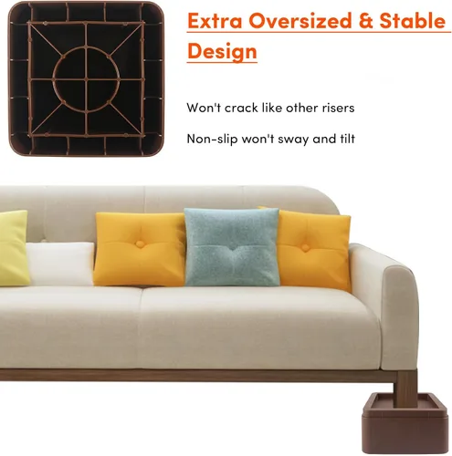 Vista 5 de DEDU Elevadores de cama de gran tamaño, resistentes, apilables, paquete de 4, elevadores de muebles para sofás de 2 pulgadas o 4 pulgadas, soporta
