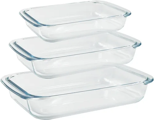 Vista 8 de Platos oblongos de vidrio templado de 1.5 cuartos de galón, juego de 2