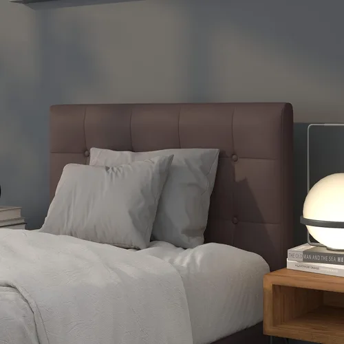 Vista 24 de Flash Furniture Bedford - Cabecero de cama doble tapizado con ribete de uñas en tela beige