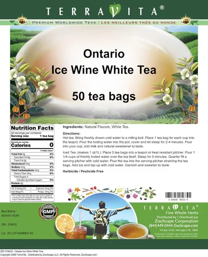 Vista 2 de Ontario Ice Wine Té Blanco (50 bolsitas de té, ZIN: 518433)