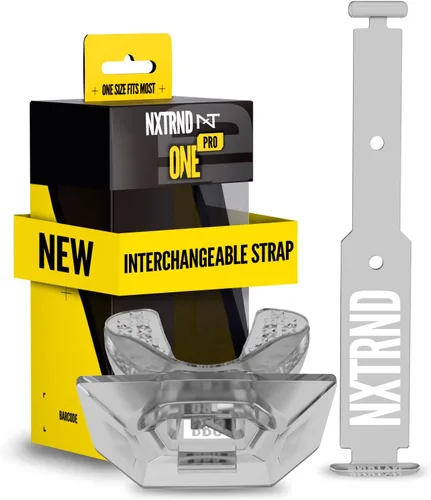 Vista 21 de Nxtrnd One Protector Bucal de Fútbol Americano, Correa Incluida, Se Adapta a Adultos y Jóvenes (Negro)